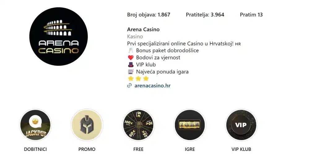 Arena casino Instagram